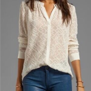 Rebecca Taylor Clip Dot Blouse in Cream Size 4